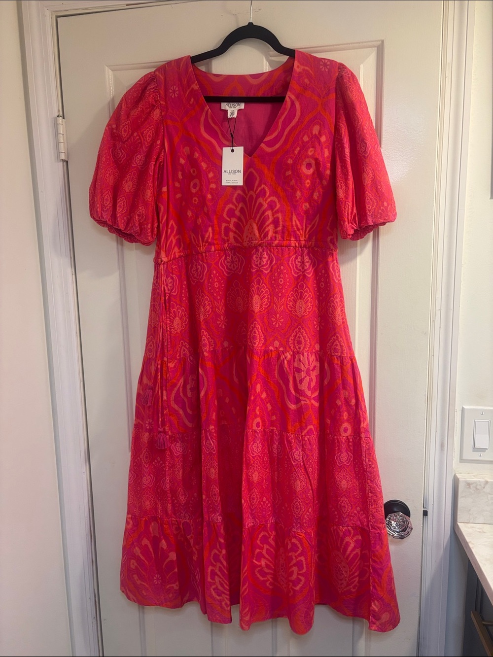 Girls' Pink & Orange Printed Tiered Dress by Alison